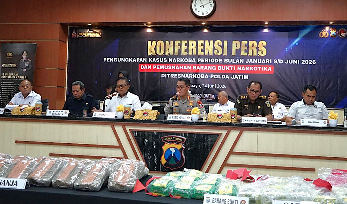 Polda Jatim Ungkap 3.157 Kasus Narkoba Semester I Tahun 2026, Selamatkan 2,79 Juta Jiwa dari Bahaya Narkotika