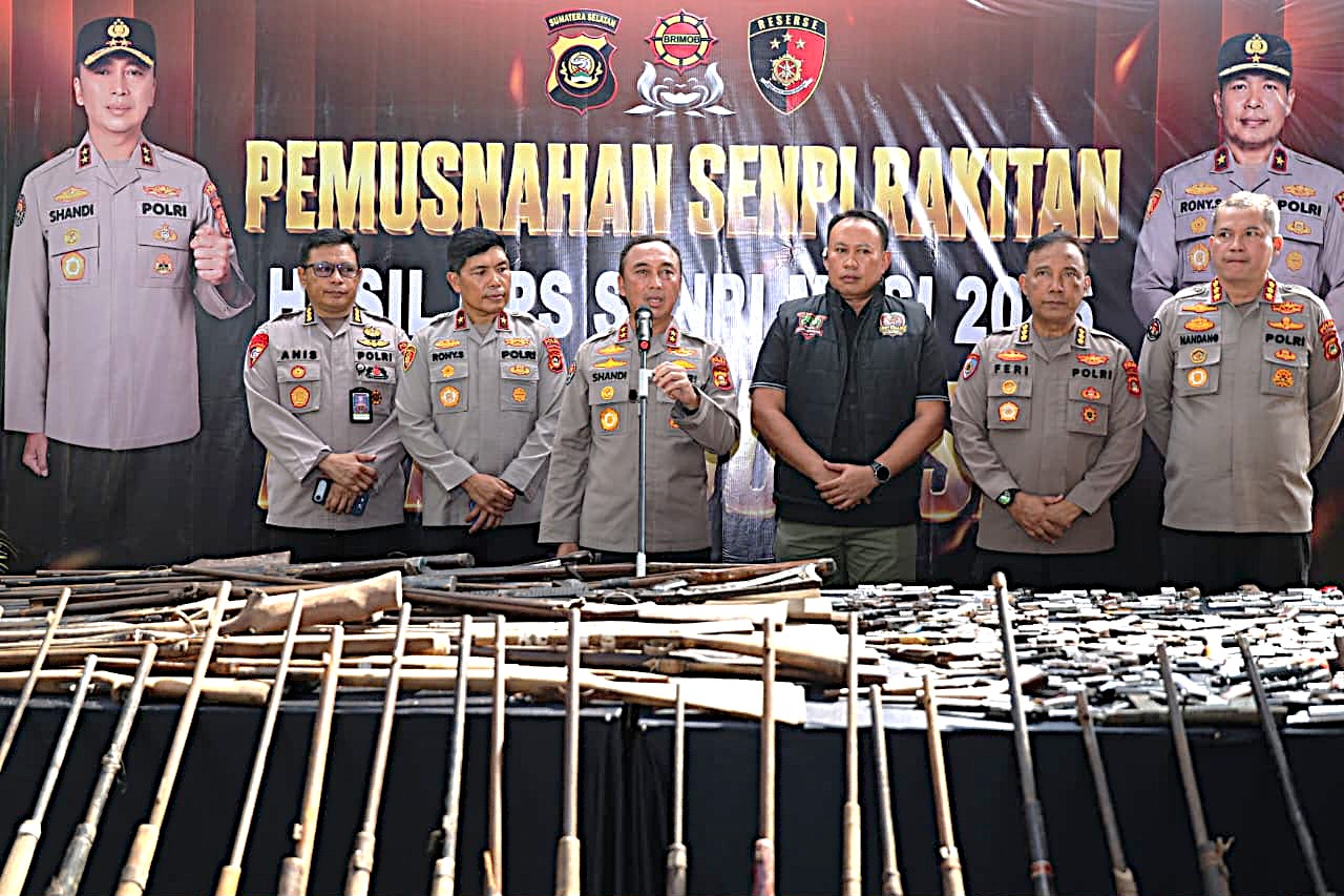 Berantas Senpi Ilegal, Polda Sumsel Musnahkan Ratusan Senjata Api Hasil Ops Senpi Musi 2026